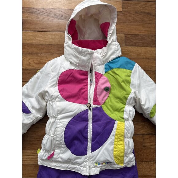 Obermeyer Girls Jacket Patchwork And Purple Pants I-Grow Size 5 - Picture 3 of 12